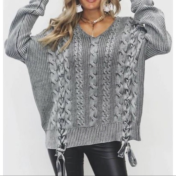 Braids and Cable Knit Sweater in Mauve - Picture 6 of 10